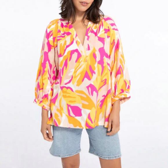 Sanctuary Tops - Sanctuary Clothing Women's Island Tunic Make A Splash Pink Yellow Orange Size 2X